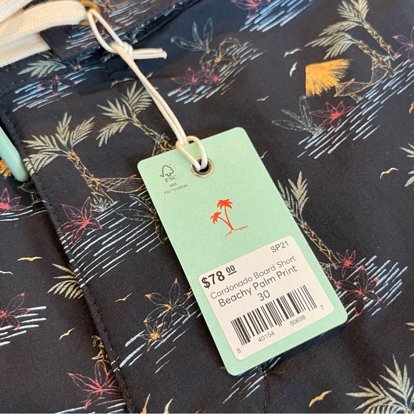Marine Layer Beachy Palm Print Cordonado Swim Trucks Board Shorts - Picture 2 of 7